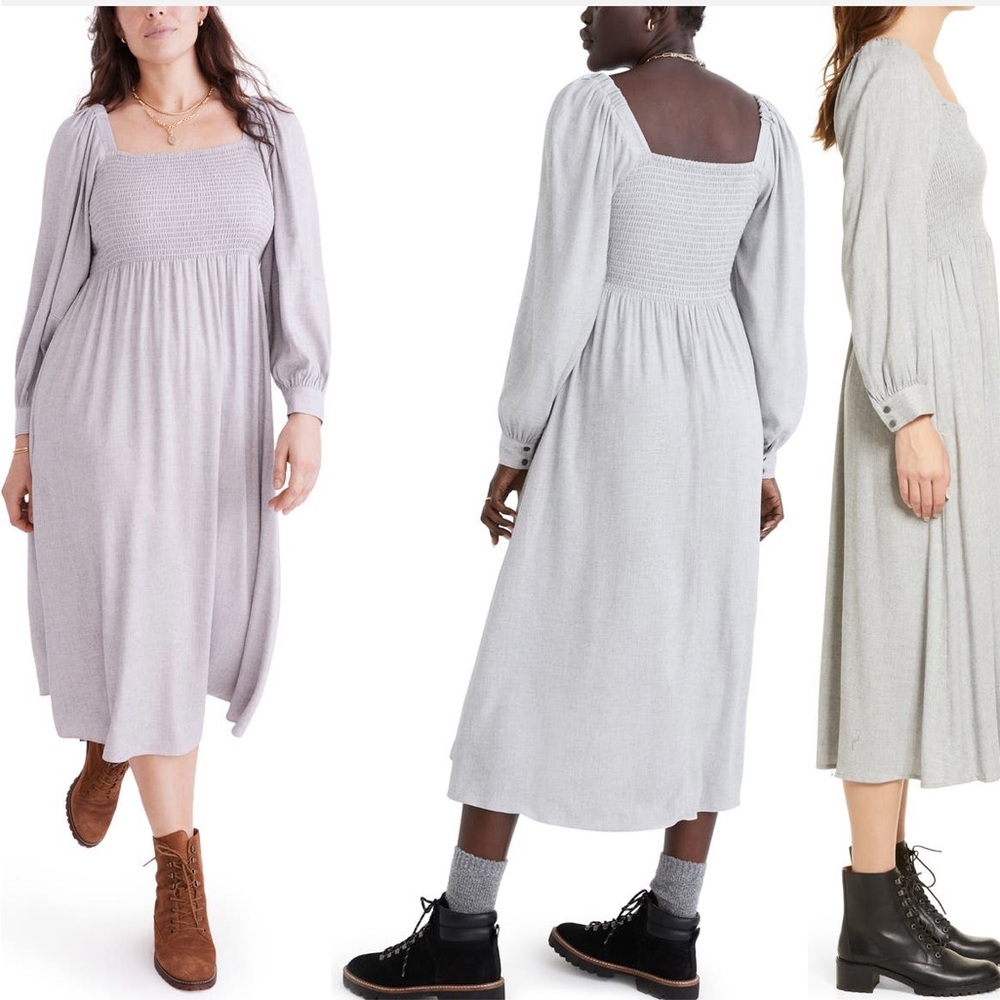 *BNWT* Madewell Lucie Long Sleeved Smocked Gauze Midi Dress, Med